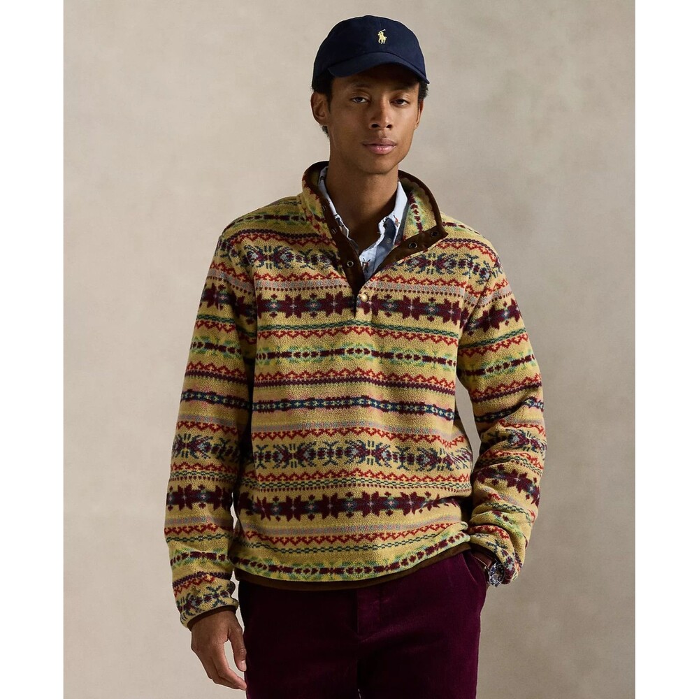 Polo Ralph Lauren Men's Fair Isle–Inspired Fleece Mock Neck Pullover Sweater XL